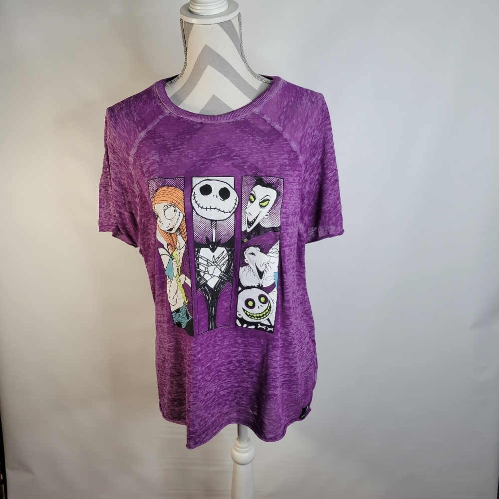Womans Tim Burtons Nightmare Before Christmas Purple Burnout T Size L(12-14)